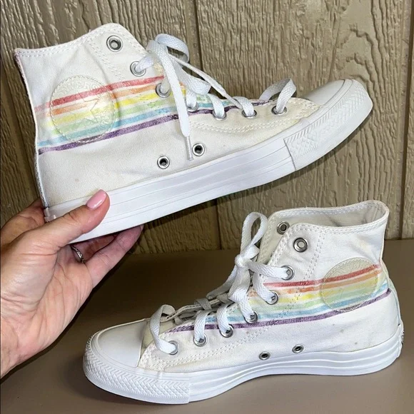 Converse high top rainbow (pride) shoes | size 8 - Picture 5 of 7